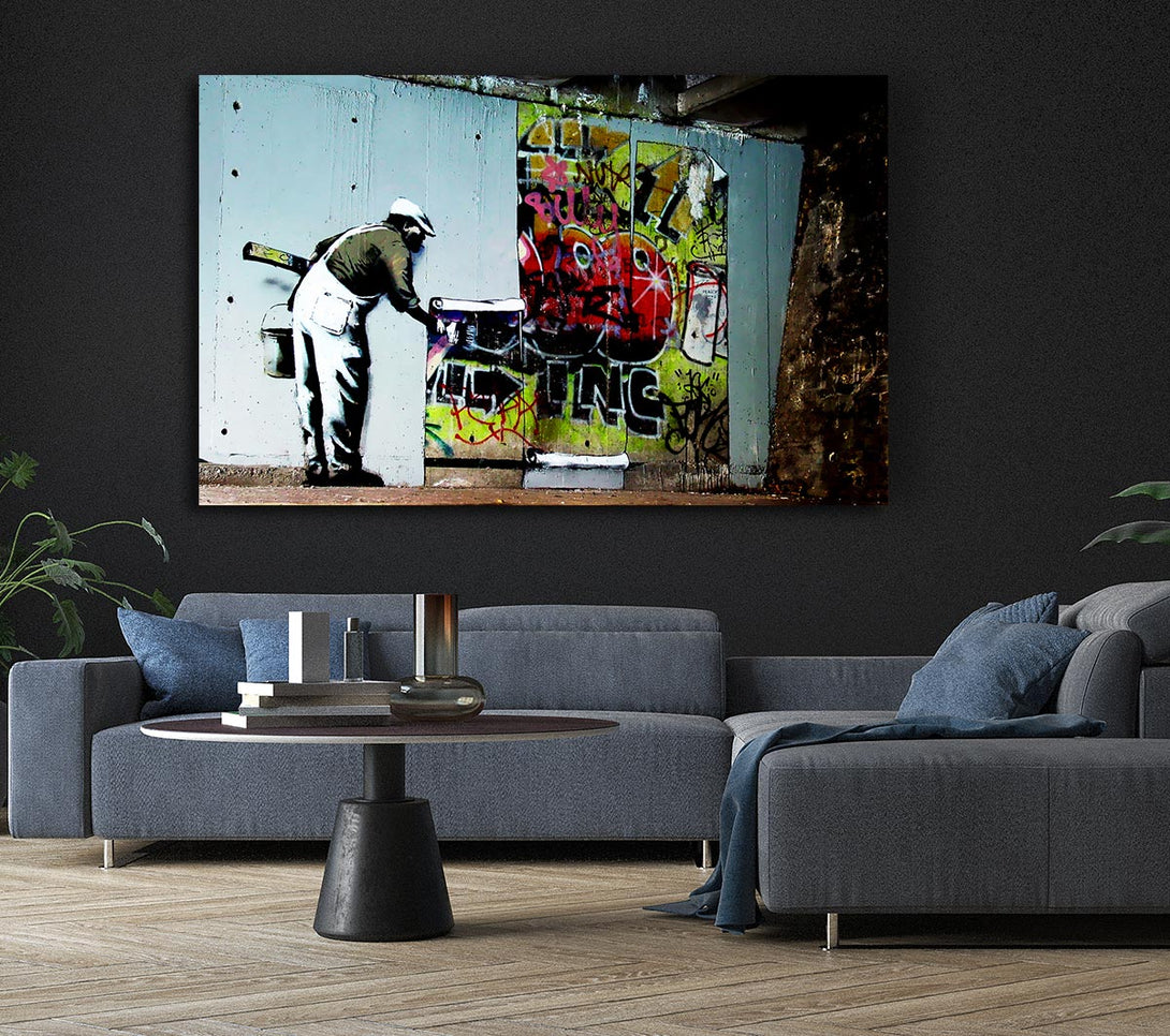  A Canvas Print of Banksy Grafitti Wallpaper Canvas Wall Art