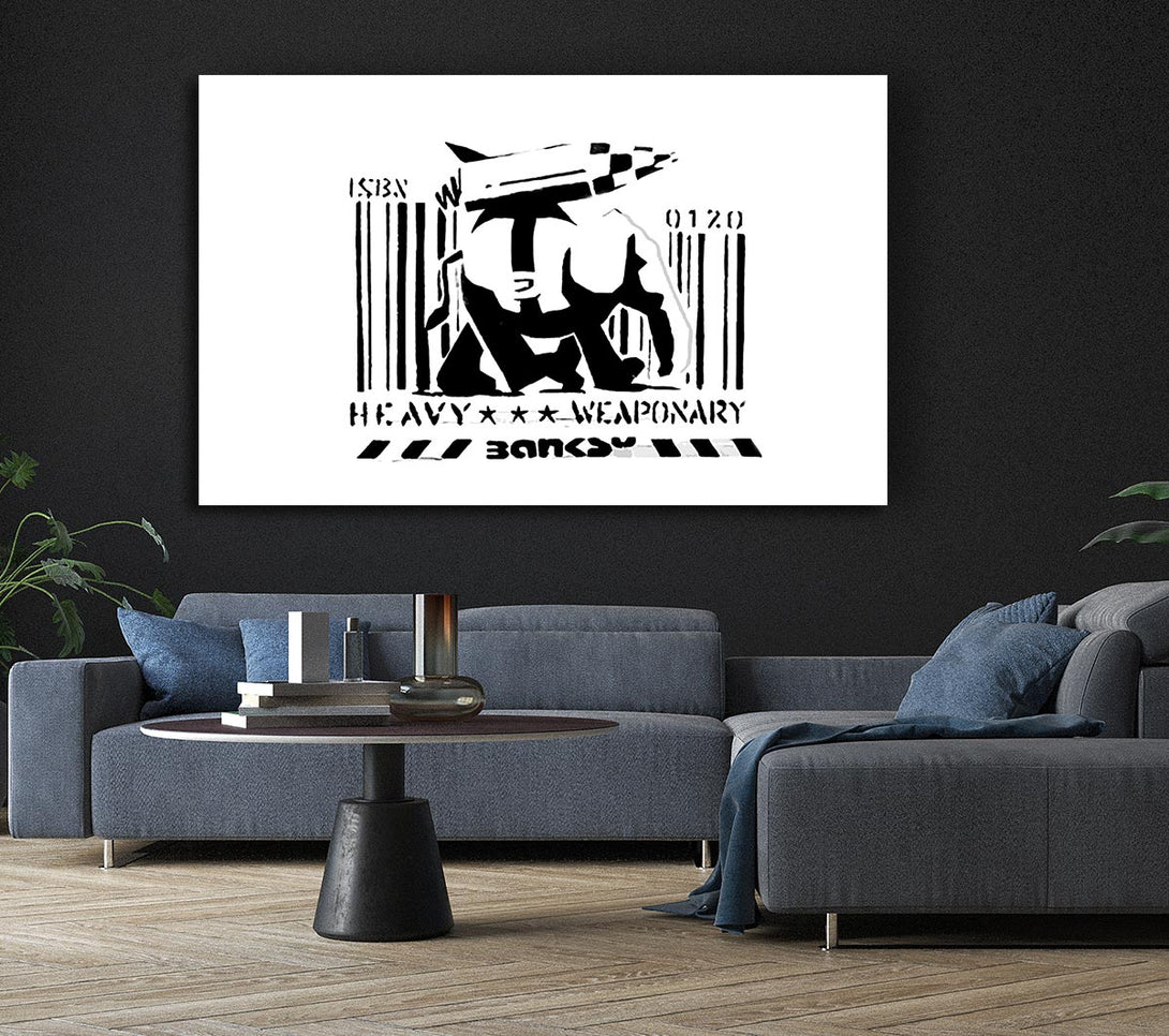  A Canvas Print of Banksy Heavy Weaponary White Canvas Print