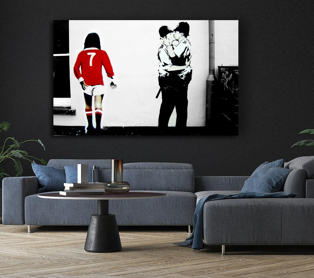 A Canvas Print of Banksy Kissing Coopers Football Canvas Art