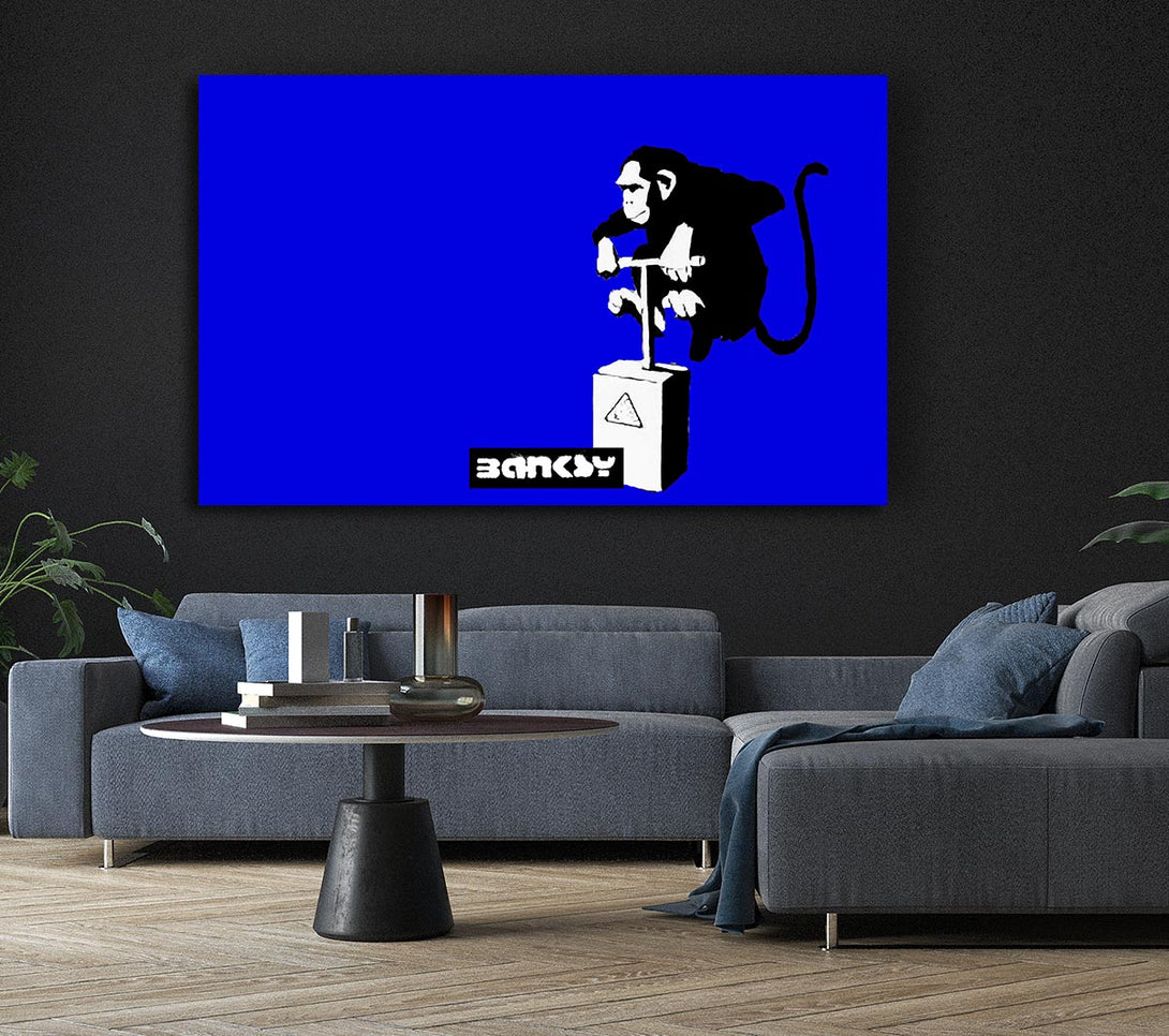  A Canvas Print of Banksy Monkey Detonator Blue Canvas Art