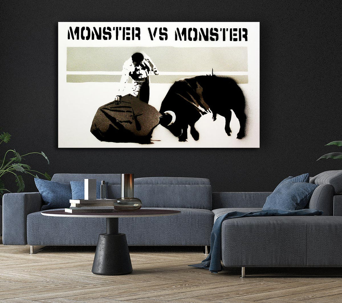  A Canvas Print of Banksy Monster Vs Monster Canvas Wall Art