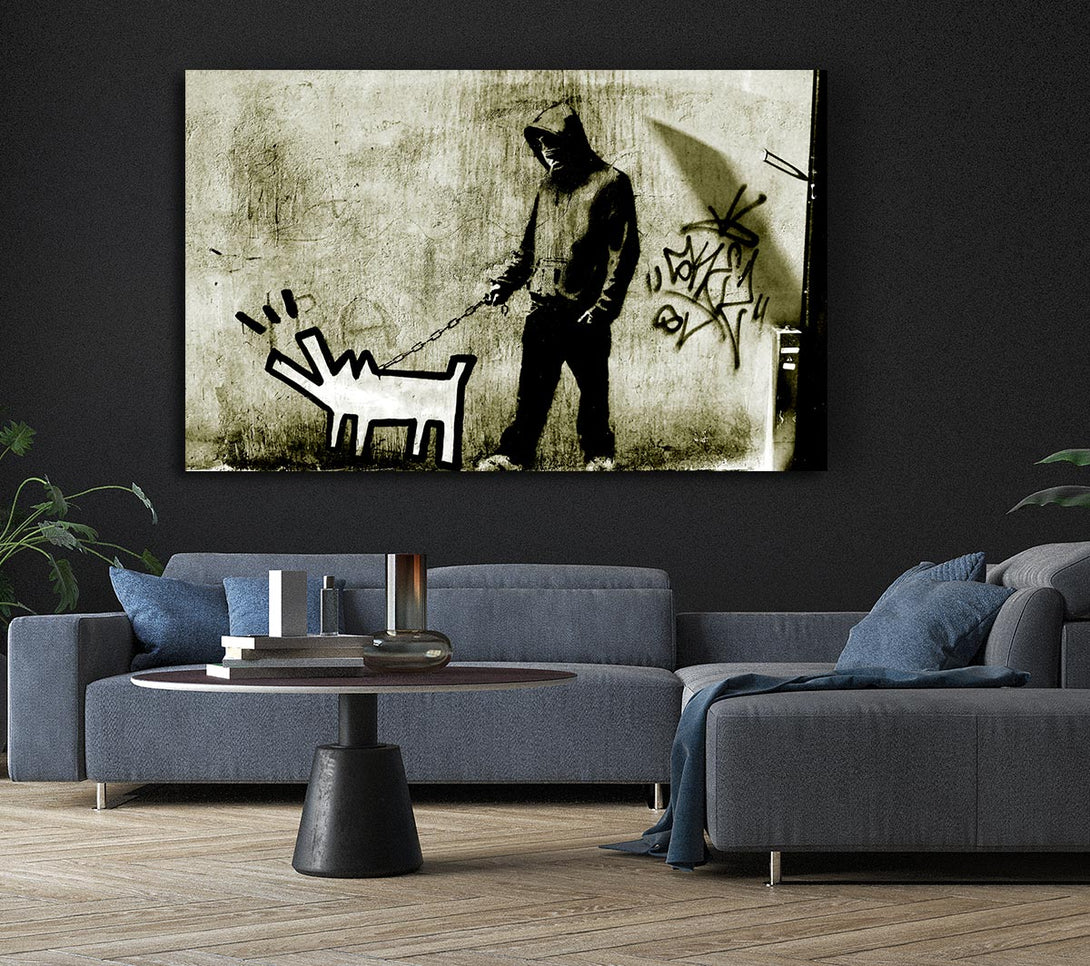  A Canvas Print of Banksy Haring Dog Canvas Wall Art