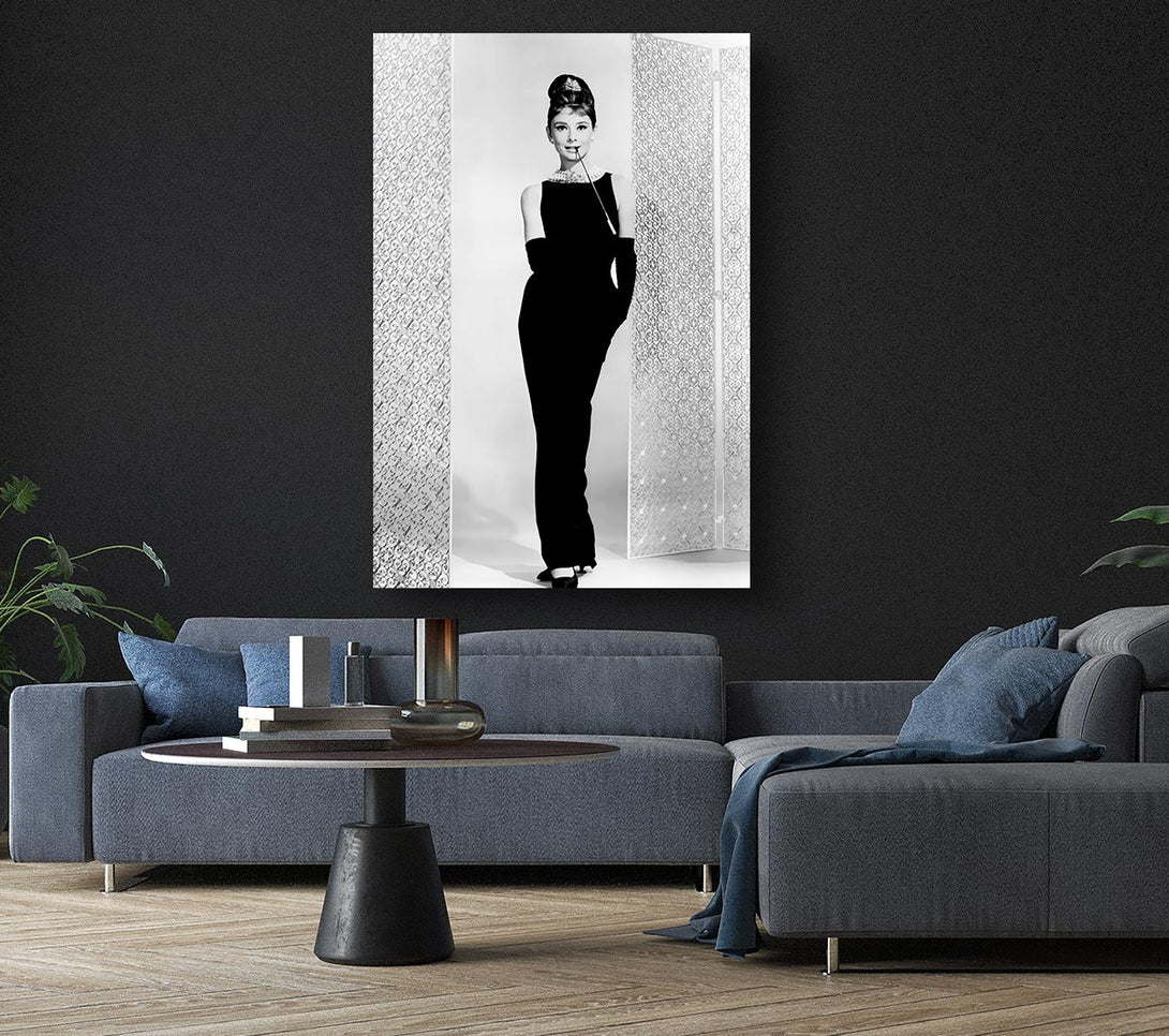  A Canvas Print of Audrey Hepburn Black Dress Canvas Print