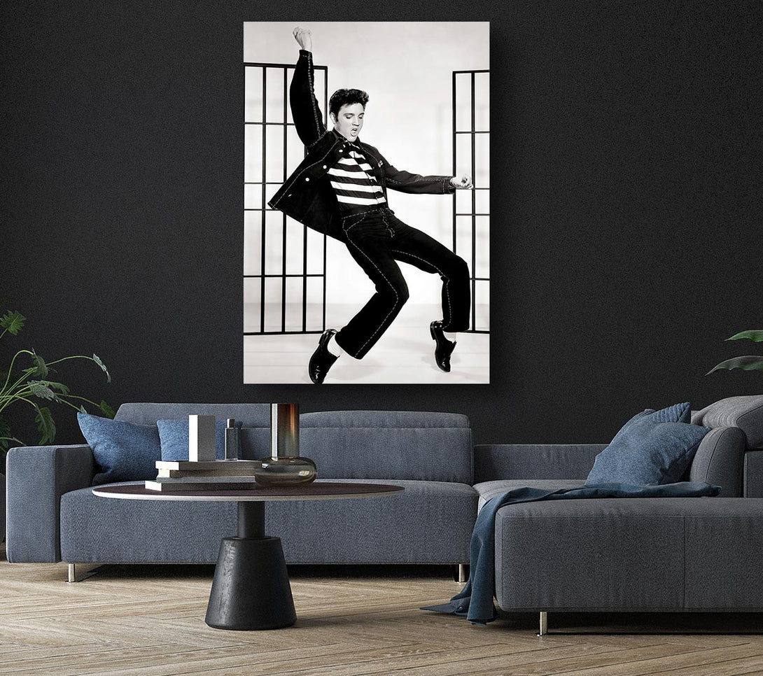 A Canvas Print of Elvis Jail House Rock B n W Canvas Wall Art