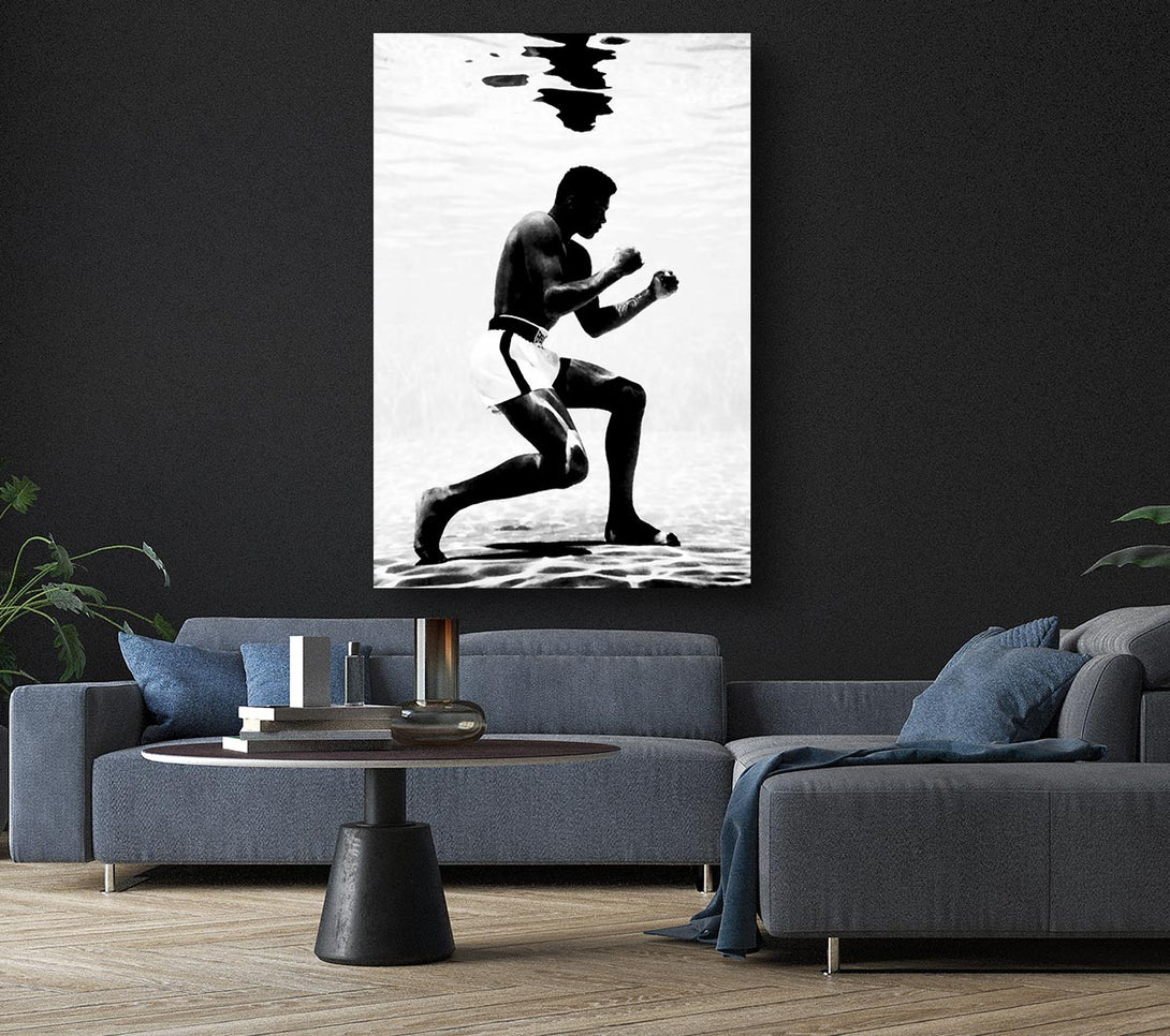  A Canvas Print of Muhammad Ali Boxing Under Water Canvas Wall Art