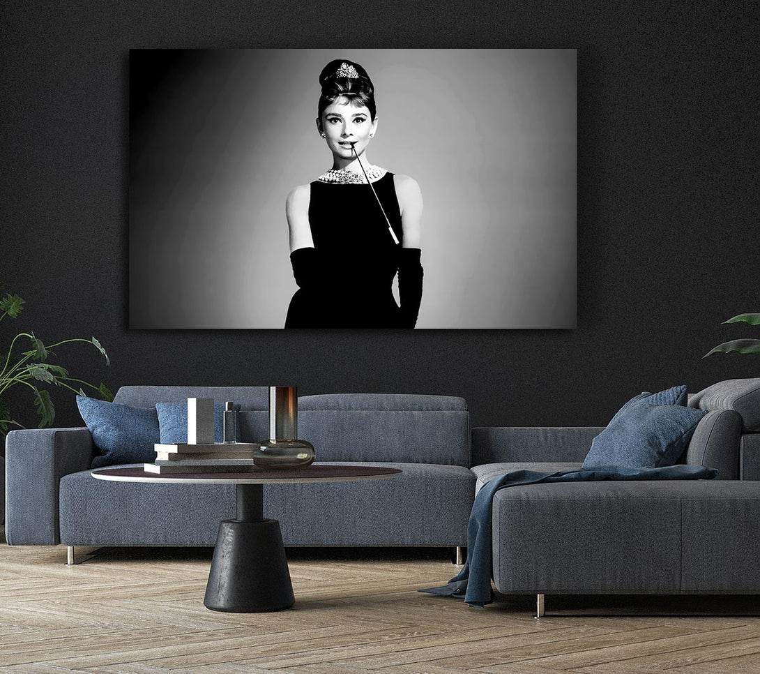  A Canvas Print of Audrey Hepburn Cigarette Breakfast At Tiffanys Canvas Wall Art