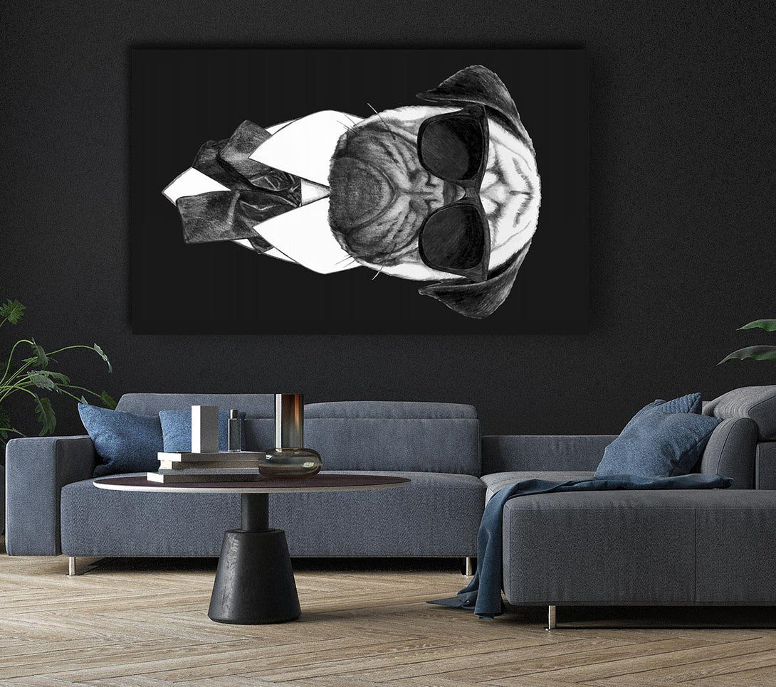 A Canvas Print of Mafia Pug Dog Canvas Wall Art