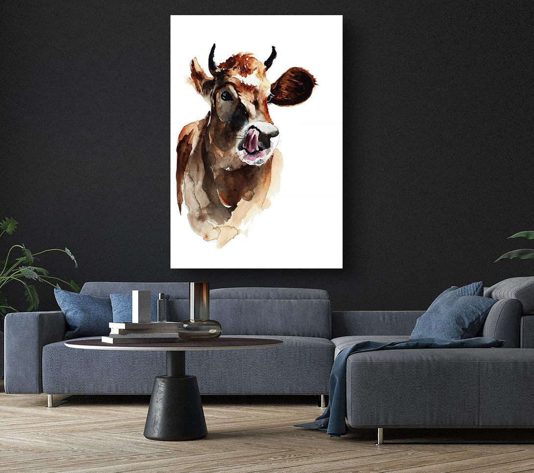  A Canvas Print of Cow Licking Good Canvas Print