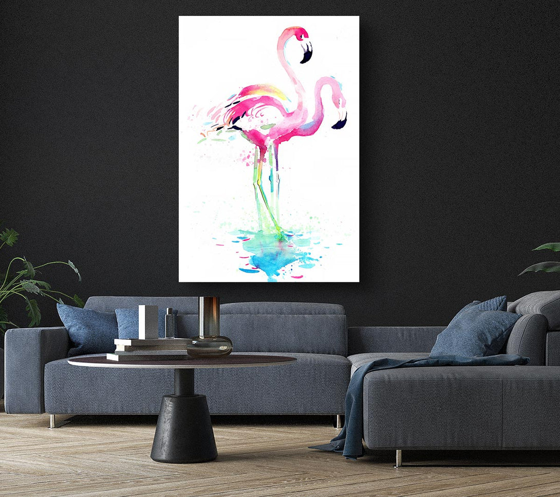  A Canvas Print of Flamingo Watercolour Canvas Wall Art