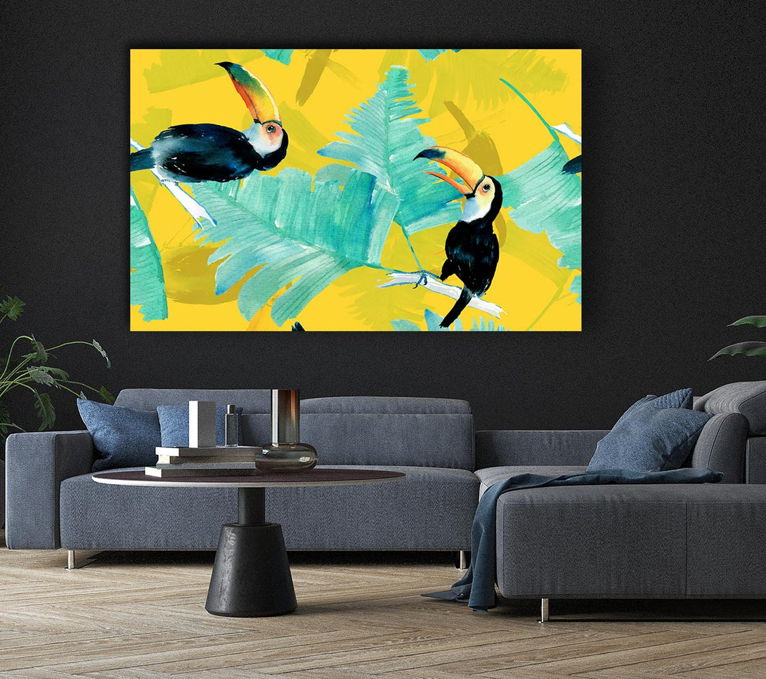 A Canvas Print of Toucan Palm Leaves Canvas Wall Art