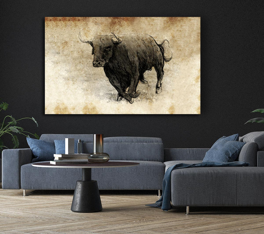 A Canvas Print of Bull Charging Canvas Art