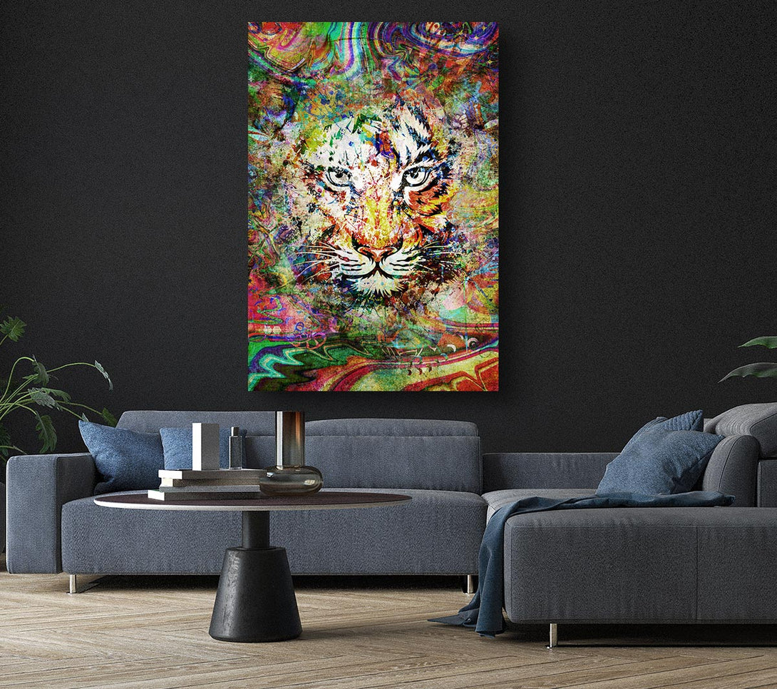  A Canvas Print of Rainbow Splash Tiger Canvas Art