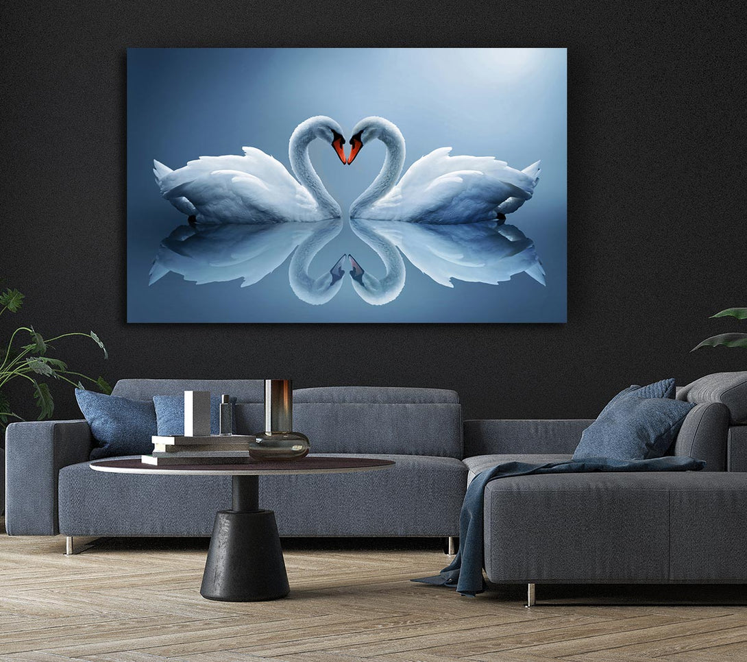  A Canvas Print of Heart shaped Swans Canvas Art