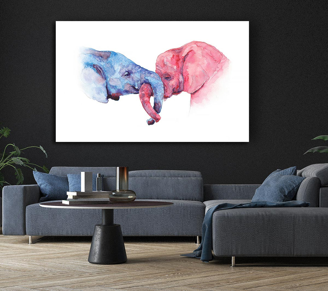  A Canvas Print of Elephant Trunk love Canvas Art