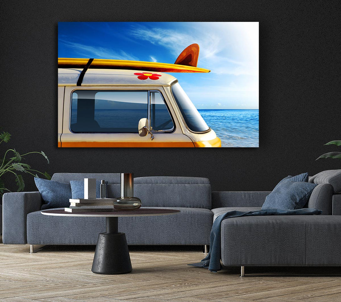  A Canvas Print of Camper Van Ready For The Waves Canvas Wall Art