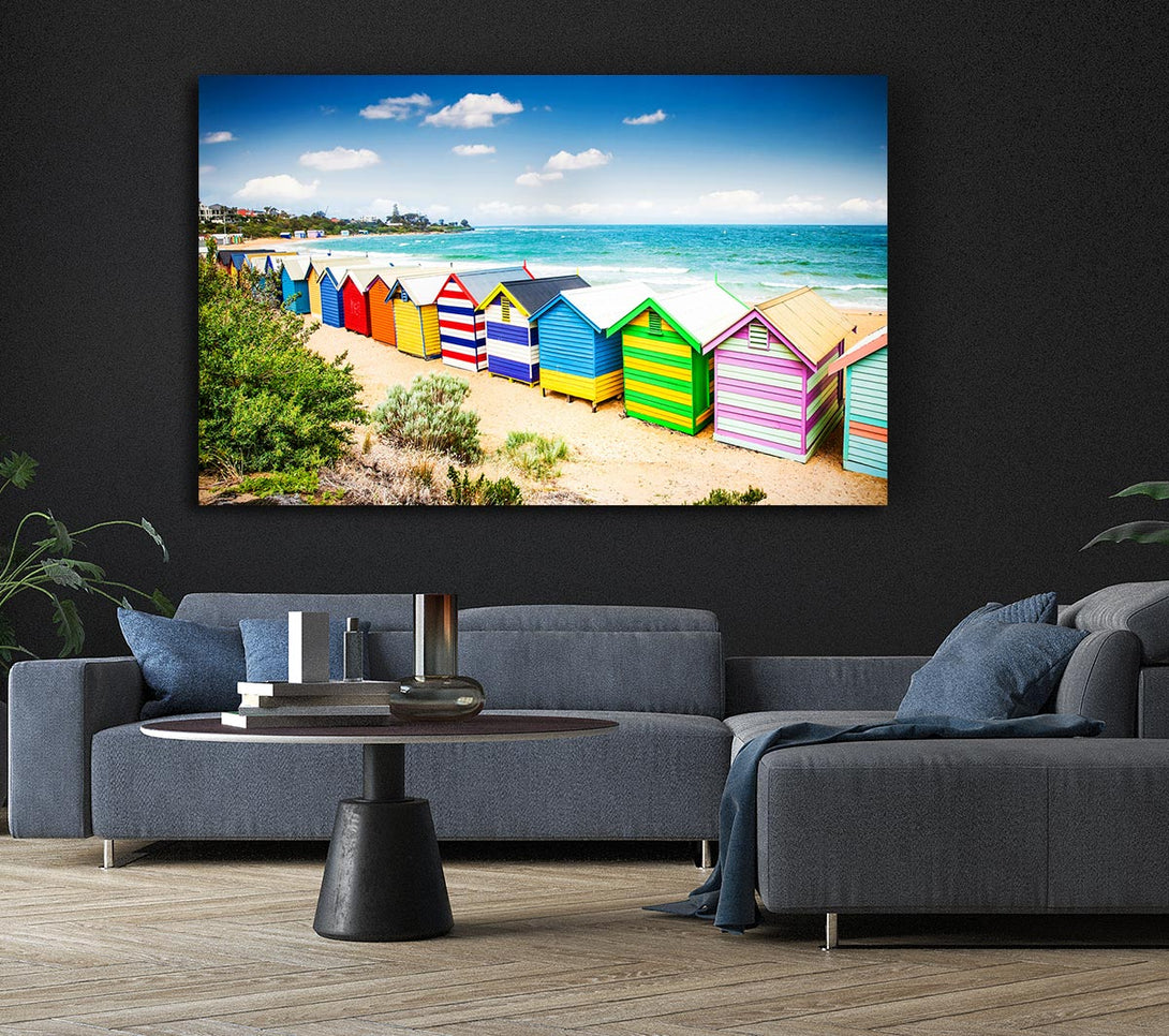  A Canvas Print of Beach Hut Delight Canvas Wall Art