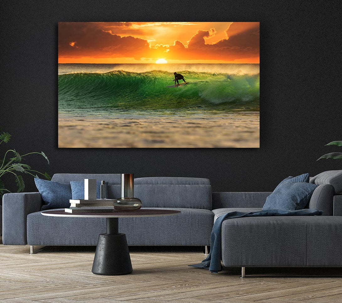  A Canvas Print of Surfer Sunset Canvas Wall Art