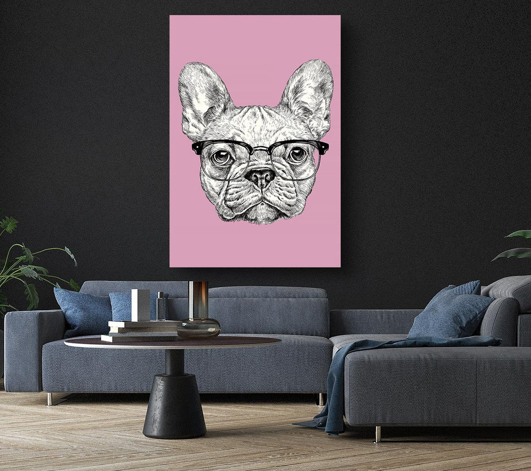  A Canvas Print of French Bulldog In Glasses Canvas Wall Art