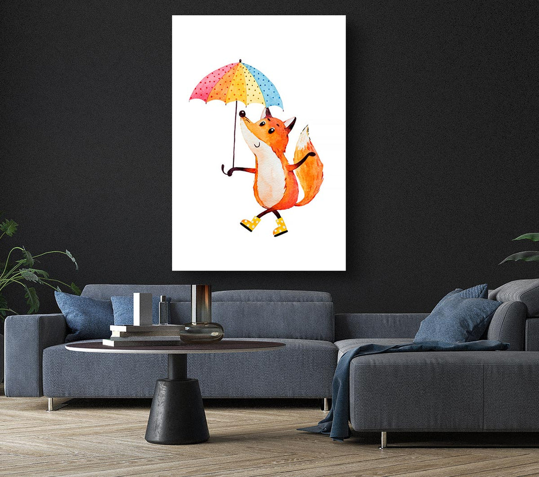  A Canvas Print of Foxy In The Rain Canvas Art