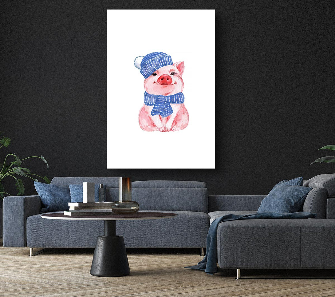  A Canvas Print of Winter Piggy Love Canvas Wall Art