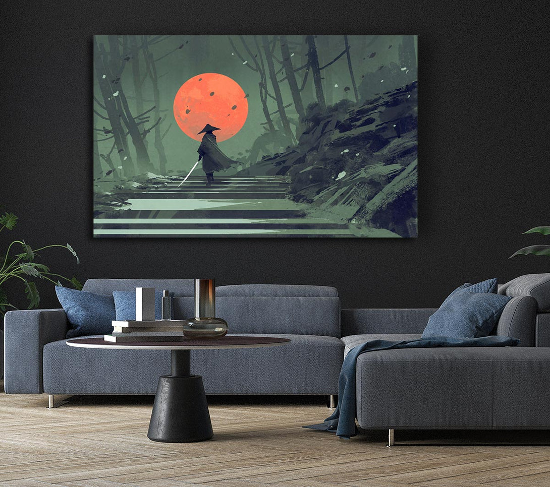  A Canvas Print of Samurai Warrior Sun Canvas Wall Art