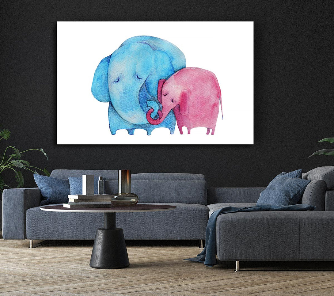 A Canvas Print of Mother And Baby Elephant Canvas Wall Art