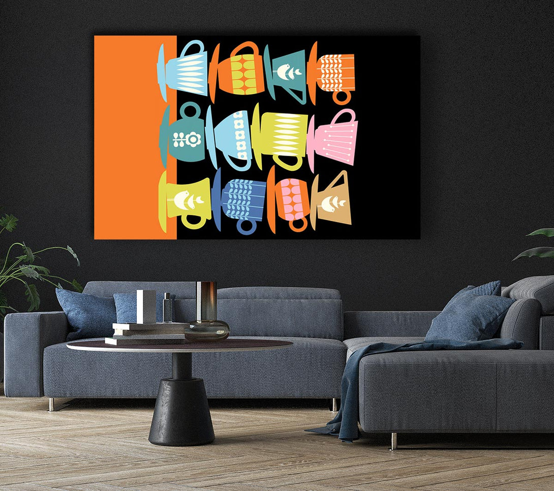  A Canvas Print of Retro Tea Cups Canvas Wall Art