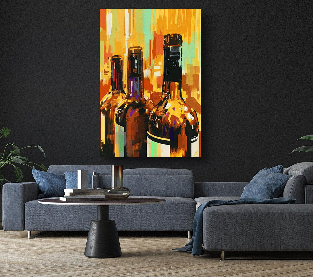  A Canvas Print of Retro Wine Bottles Canvas Art