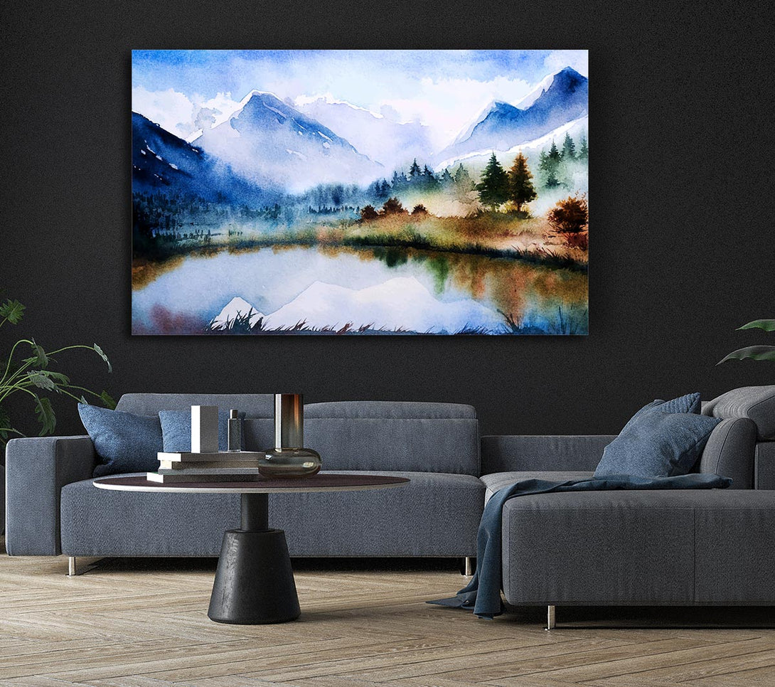  A Canvas Print of Mountain Winter Lake Canvas Art