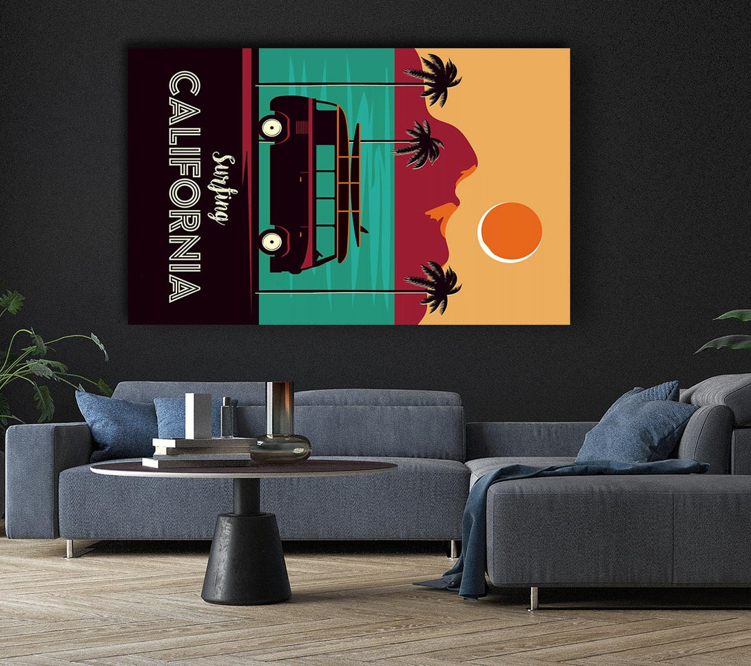  A Canvas Print of California Surfing Canvas Art