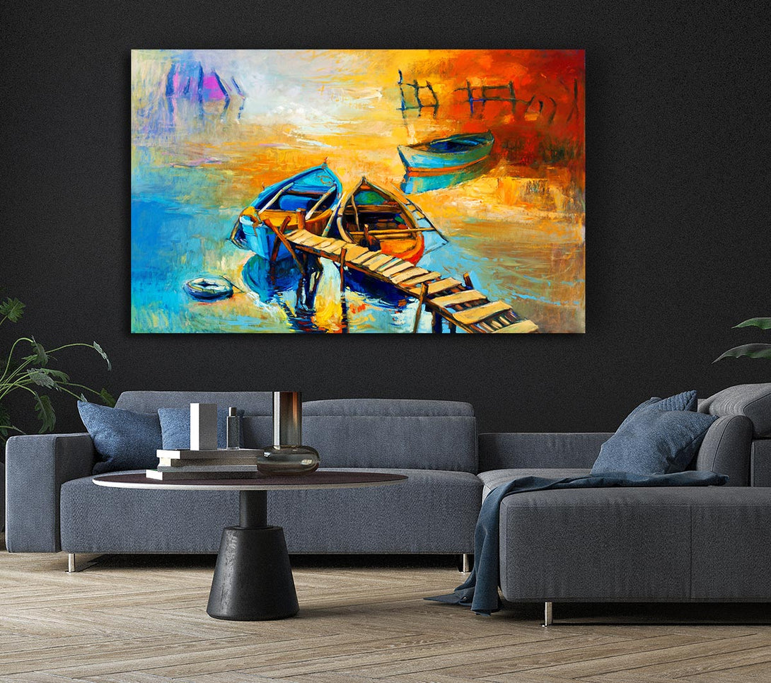  A Canvas Print of Golden Sail Boat Waters Canvas Art