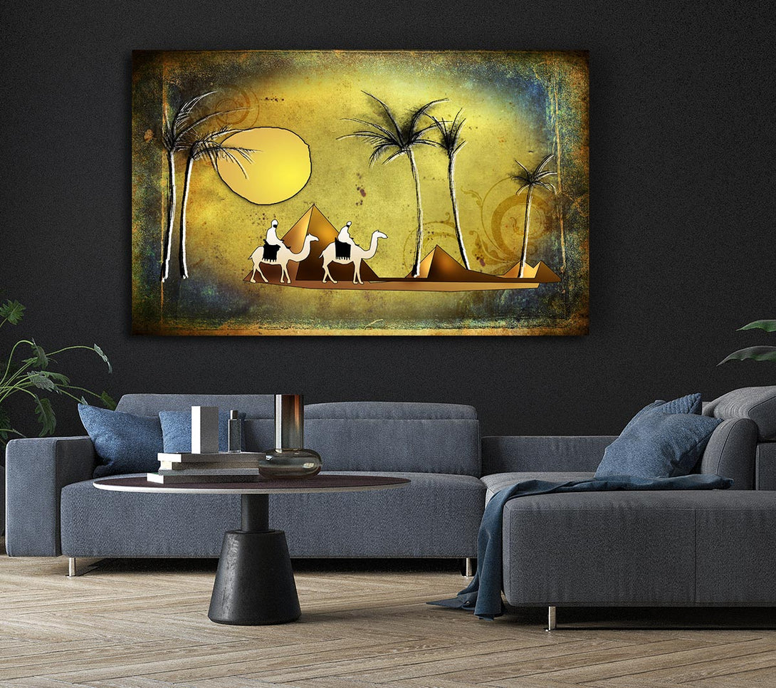  A Canvas Print of Camel Ride Through The Egyptian Desert Canvas Print