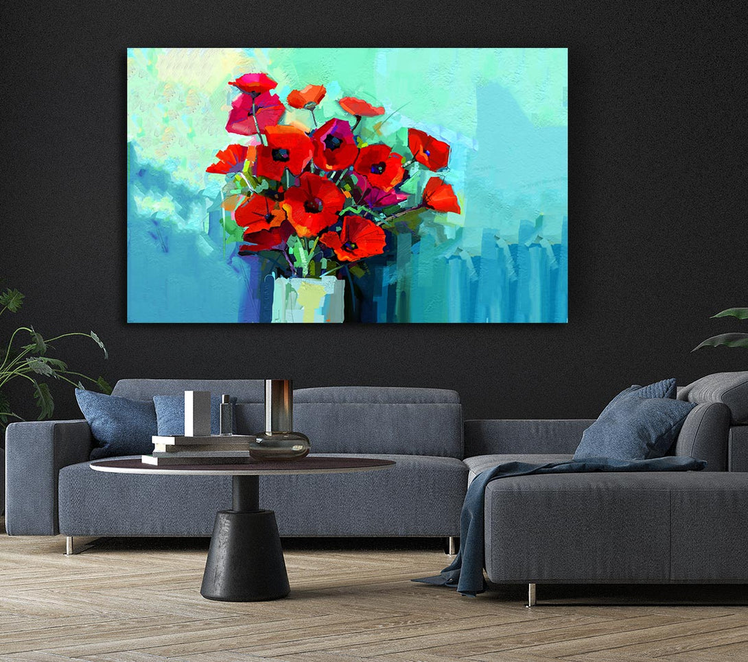  A Canvas Print of Poppy Vase Beauty Canvas Wall Art