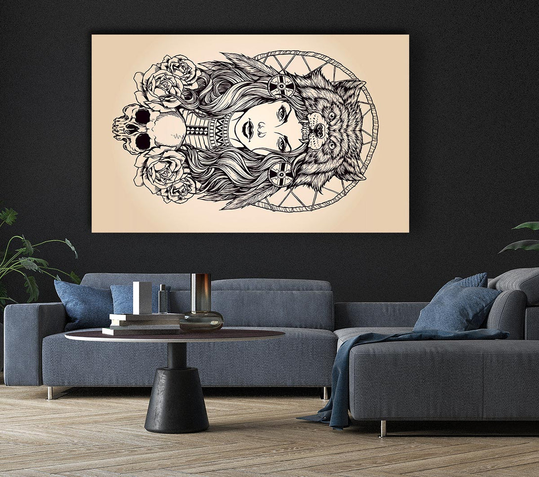  A Canvas Print of Indian Bear Woman Canvas Wall Art