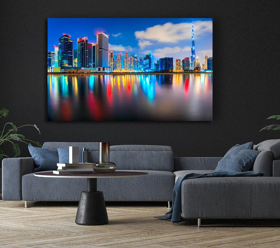  A Canvas Print of Colourful City At Night Canvas Art