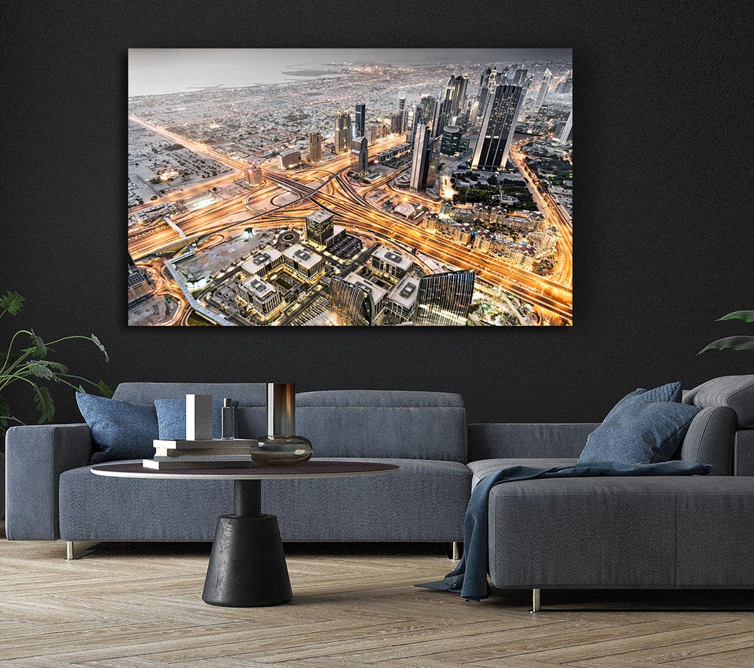  A Canvas Print of Golden City Roads Canvas Print