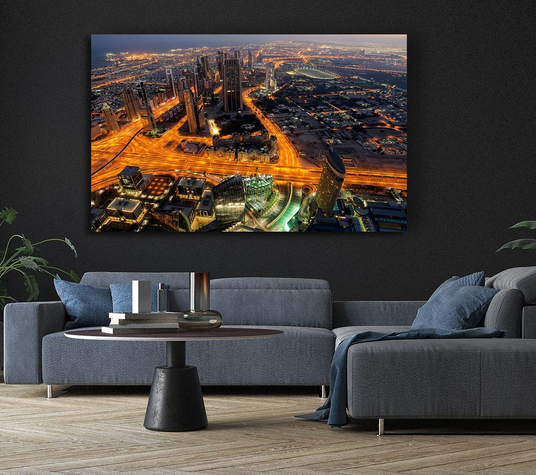  A Canvas Print of Golden Roads Through The City Canvas Print