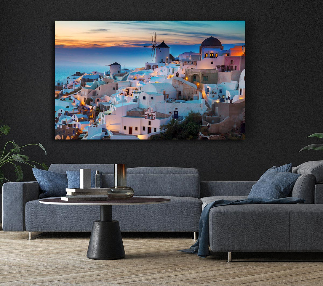  A Canvas Print of Santorini At Sunset Canvas Print