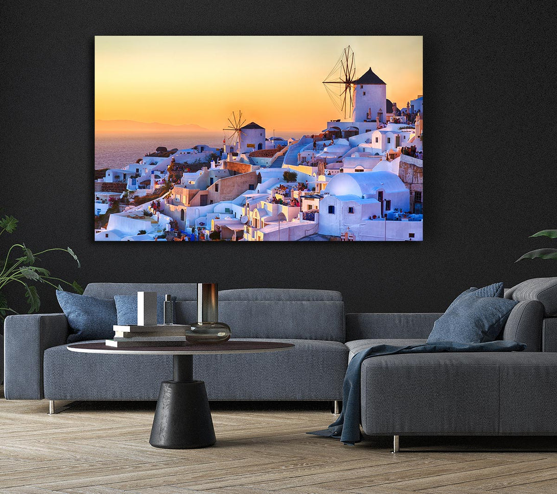  A Canvas Print of Sunset In Santorini Canvas Print