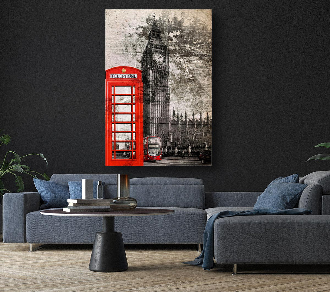  A Canvas Print of Retro Big Ben Canvas Wall Art