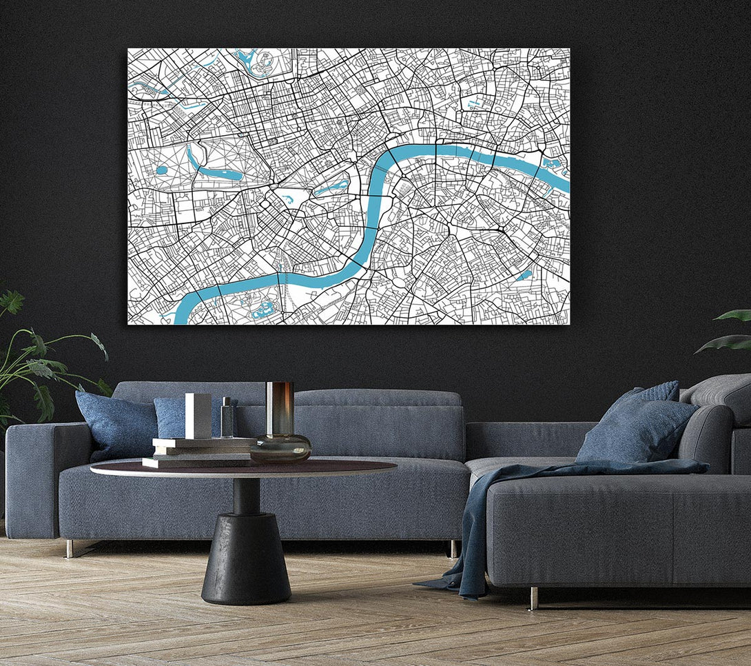  A Canvas Print of The Map Of London Thames 1 Canvas Print