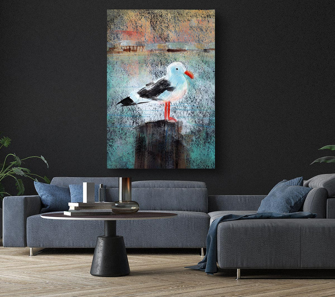  A Canvas Print of Seagull Perch Canvas Wall Art