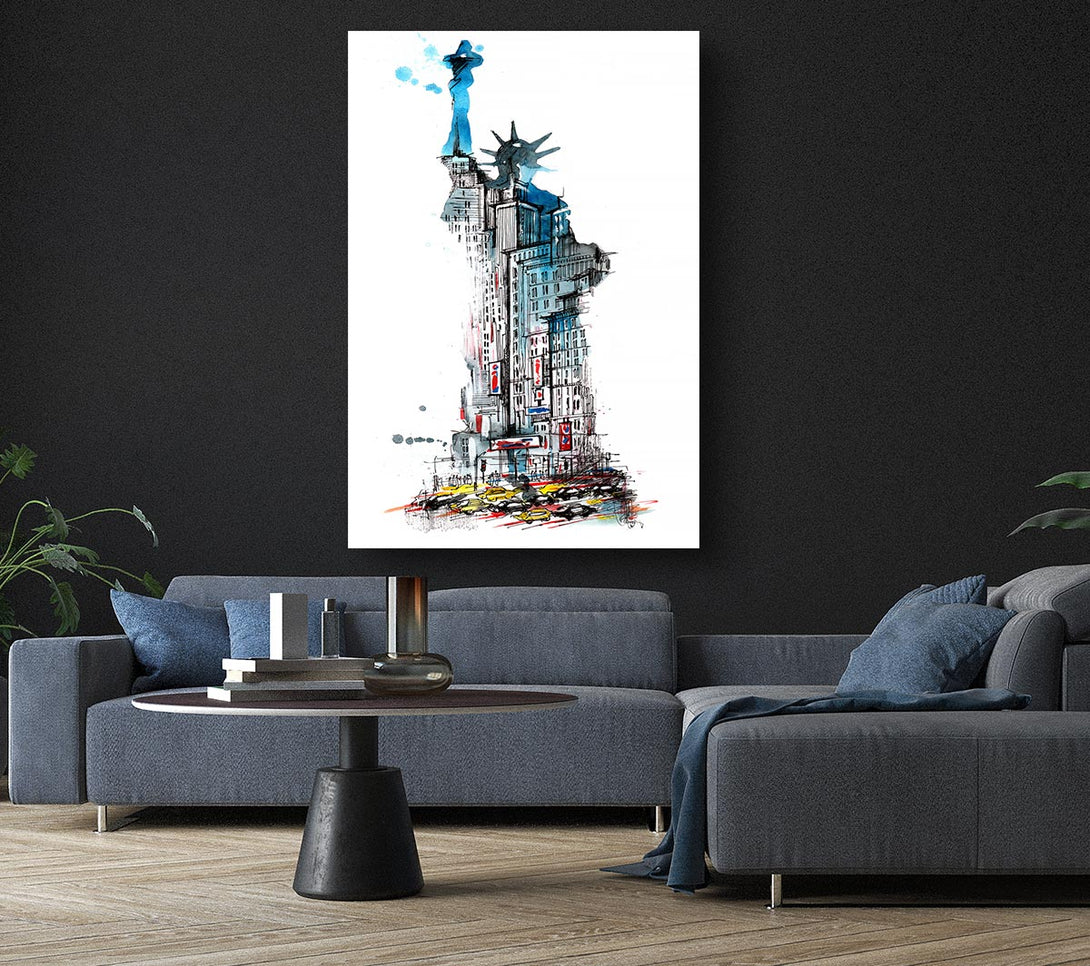  A Canvas Print of The Big Apple In The Statue Of Liberty Canvas Wall Art