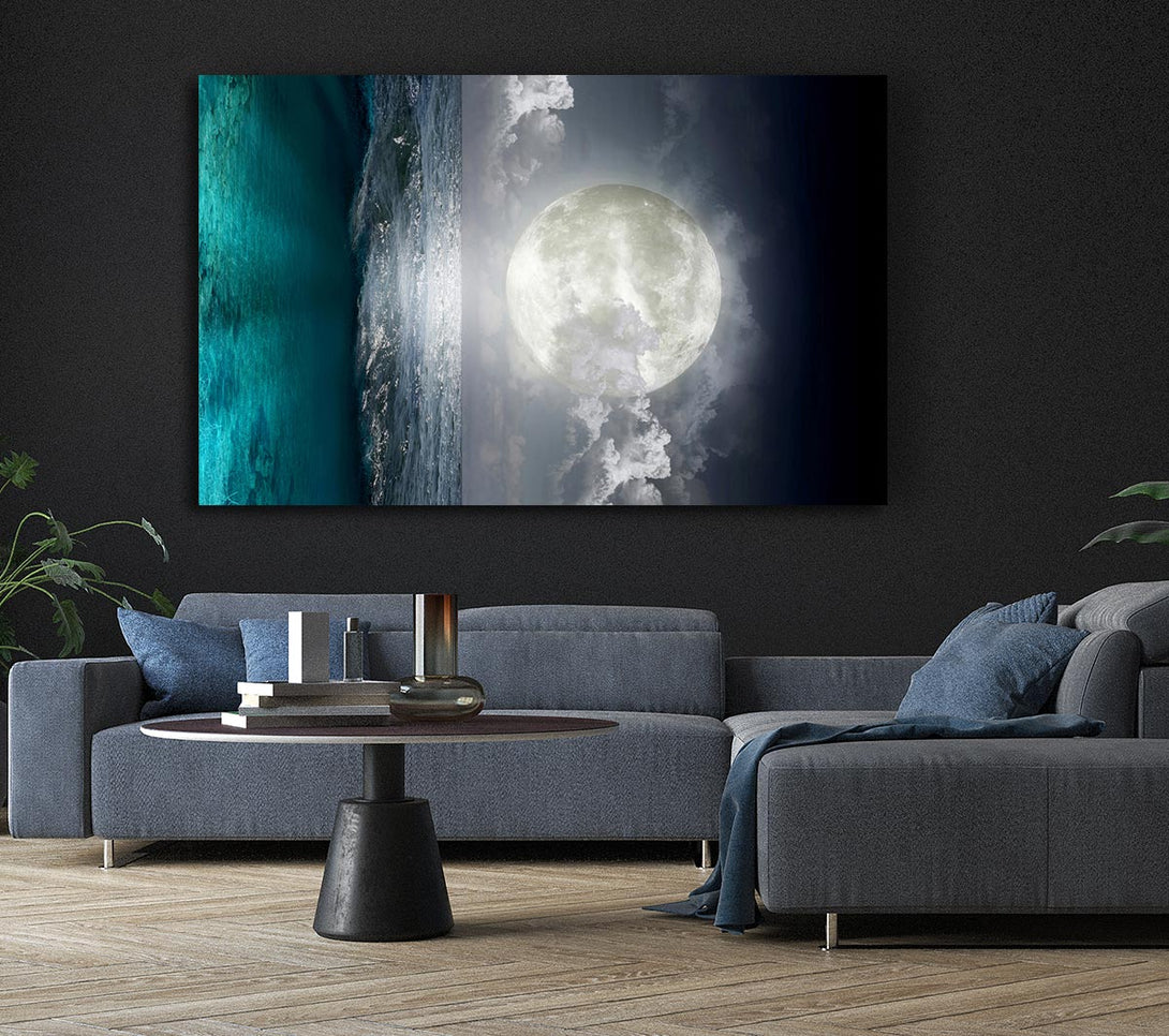  A Canvas Print of Perfect Moon Ocean Canvas Wall Art