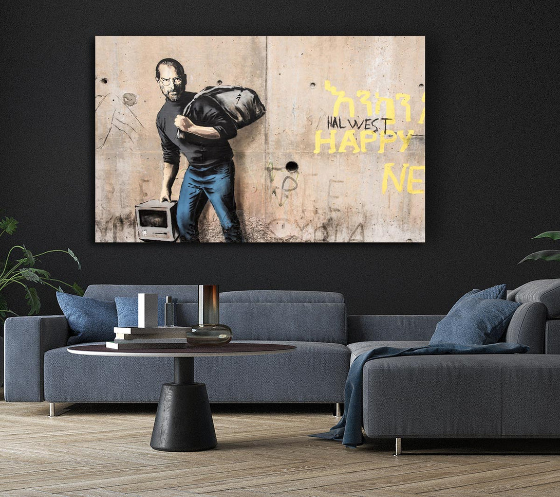  A Canvas Print of Banksy Steve Jobs Imac Canvas Wall Art