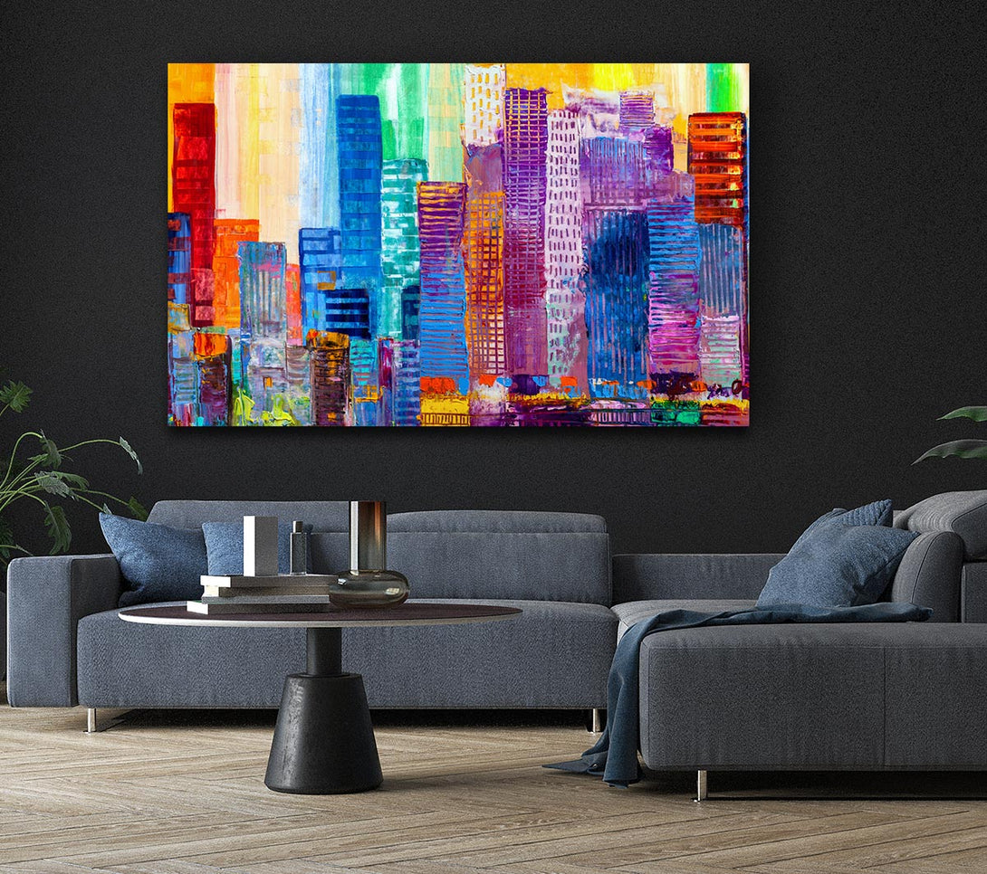  A Canvas Print of City of colour acrylic paint Canvas Wall Art