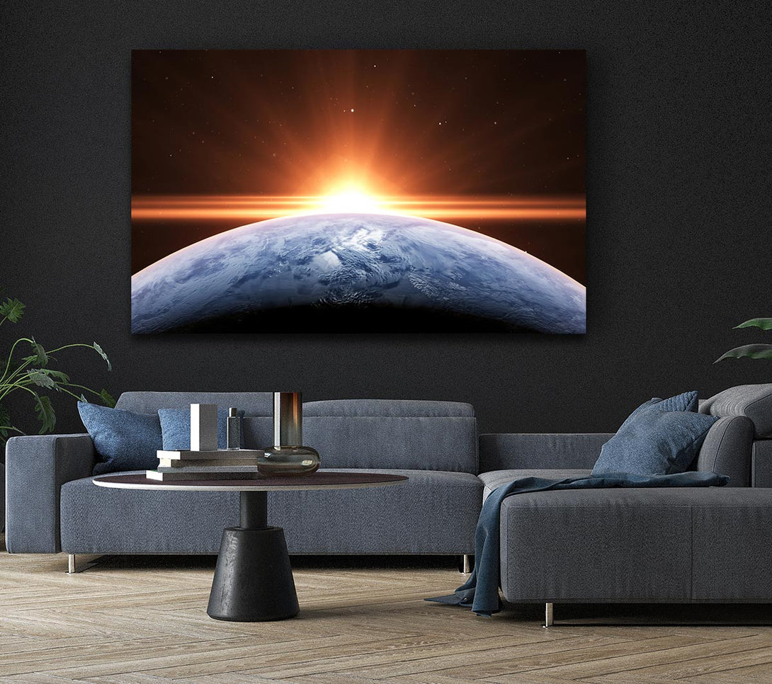  A Canvas Print of Sun peering over the earth Canvas Wall Art