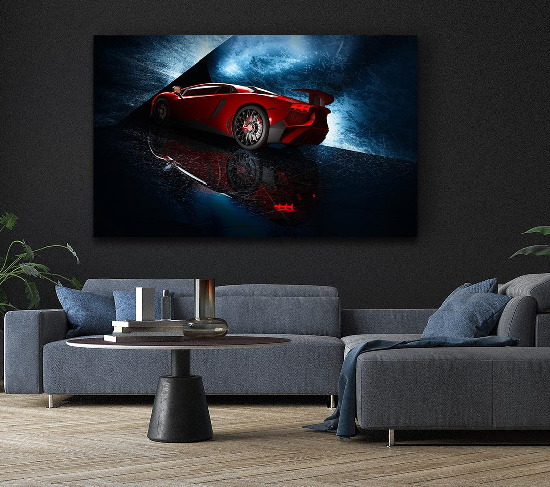  A Canvas Print of Red Supercar stanced Canvas Print