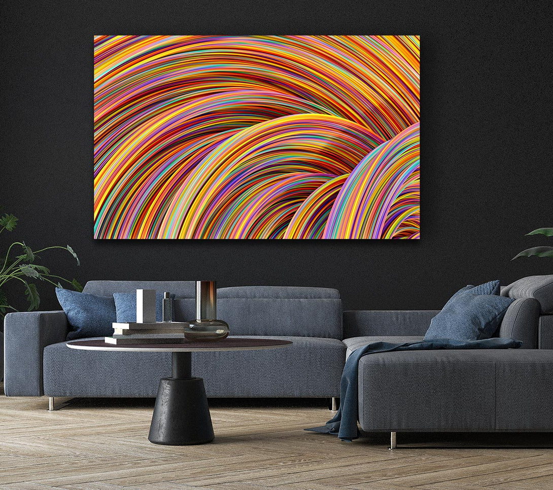  A Canvas Print of Colourful tubes curving in formation Canvas Print