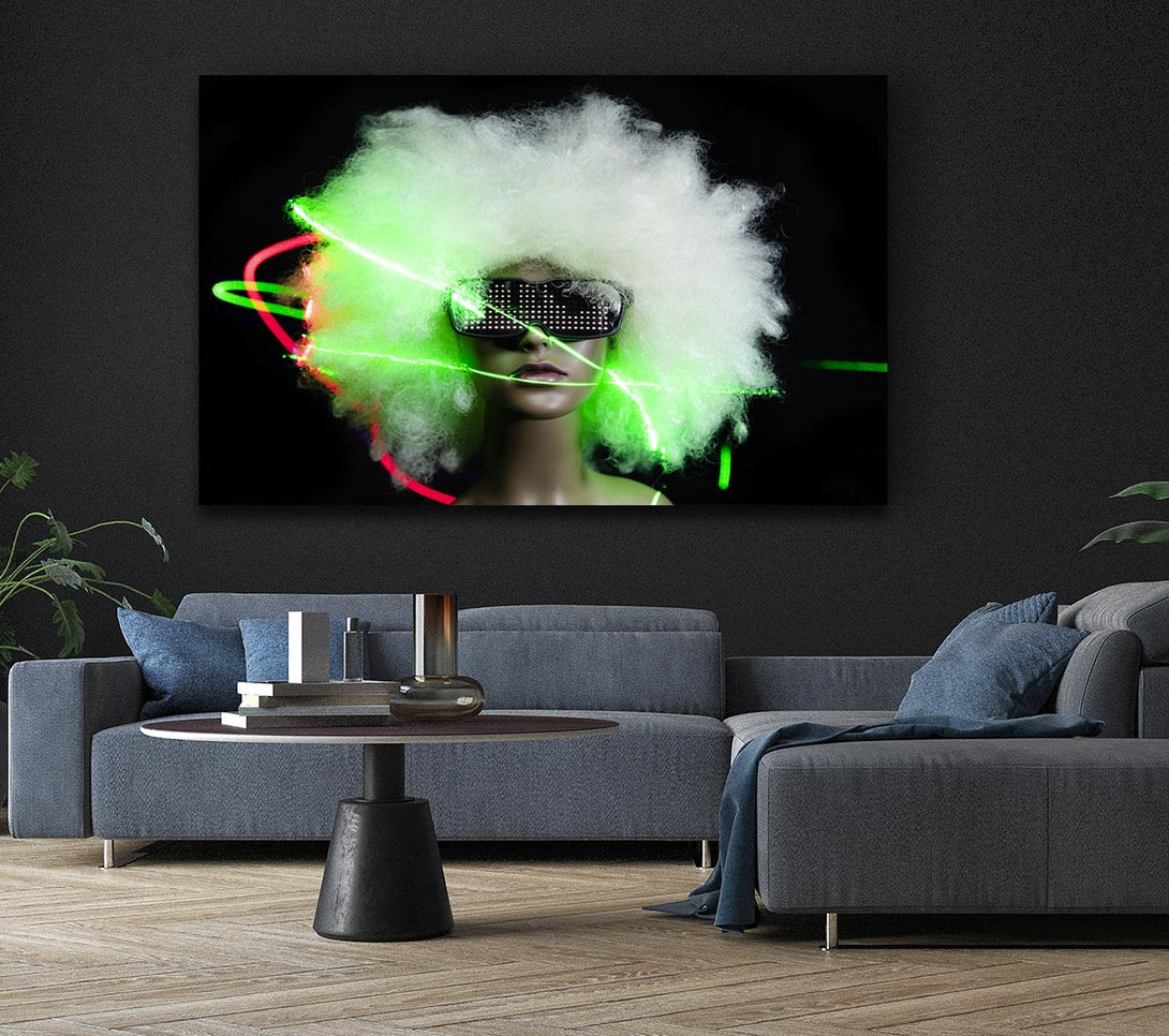  A Canvas Print of Neon light afro Canvas Wall Art
